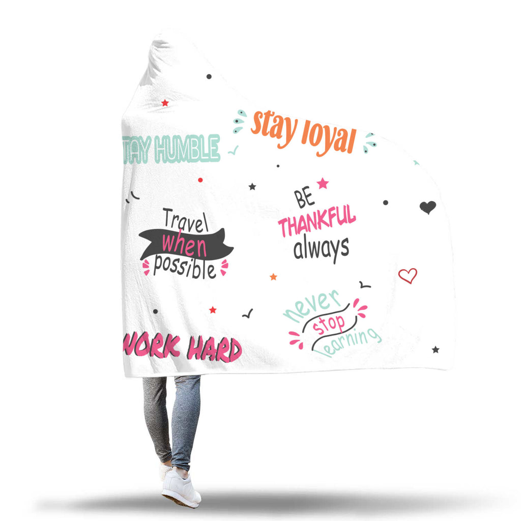 Life Quotes Hooded Blanket | White