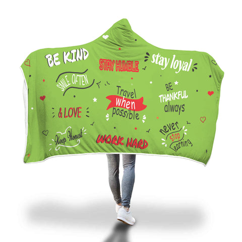 Image of Life Quotes Hooded Blanket | Green