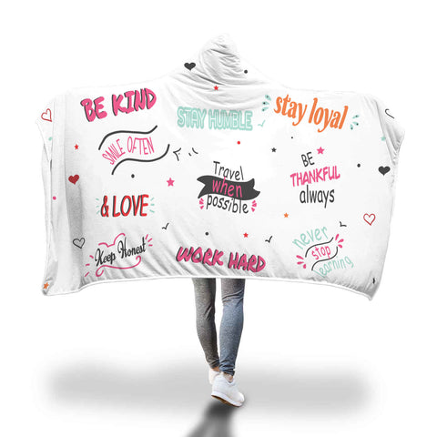 Image of Life Quotes Hooded Blanket | White